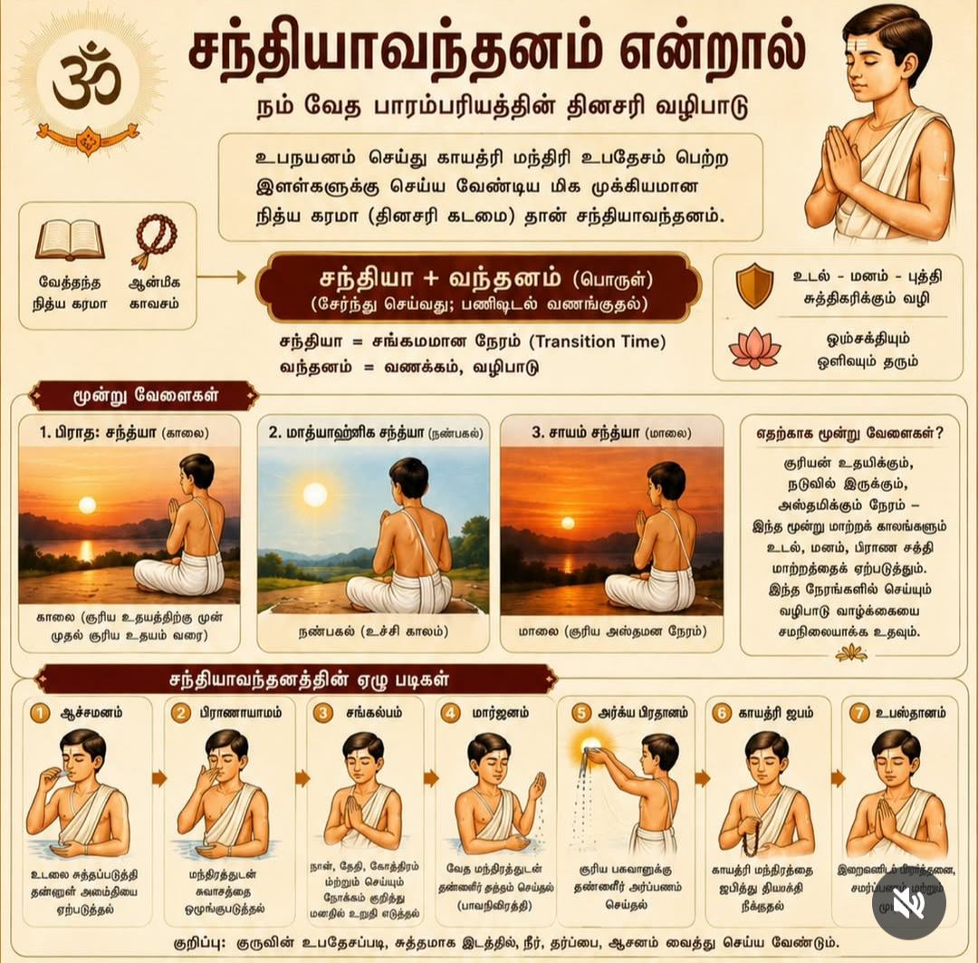 சந்தியாவந்தனம் என்றால் என்ன? – மூன்று வேளைகள், ஏழு படிகள் மற்றும் அதன் முக்கியத்துவம்