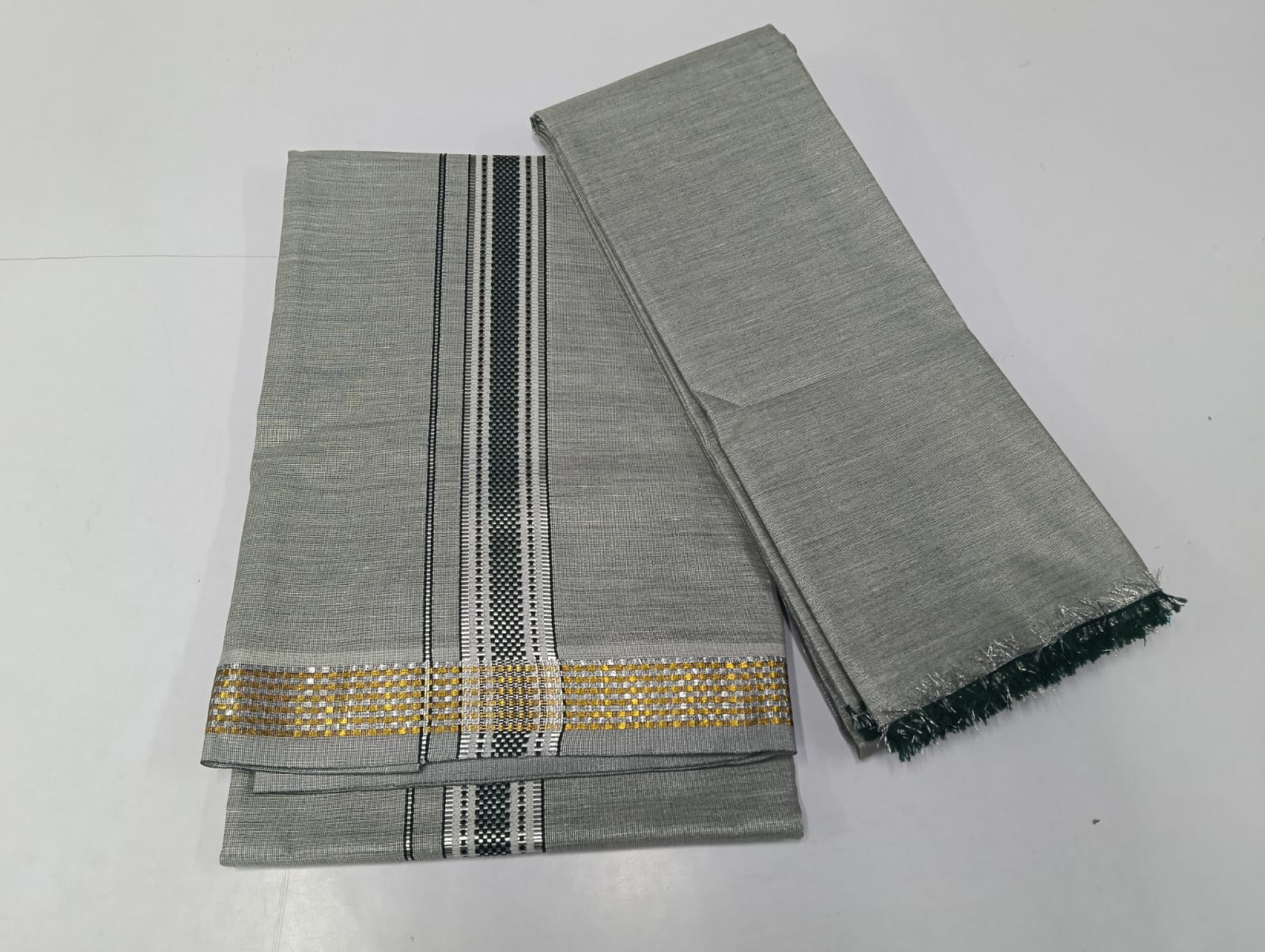 01_2 meter-016 - 2 inch - Tissue Dhotie and Shirt Set
