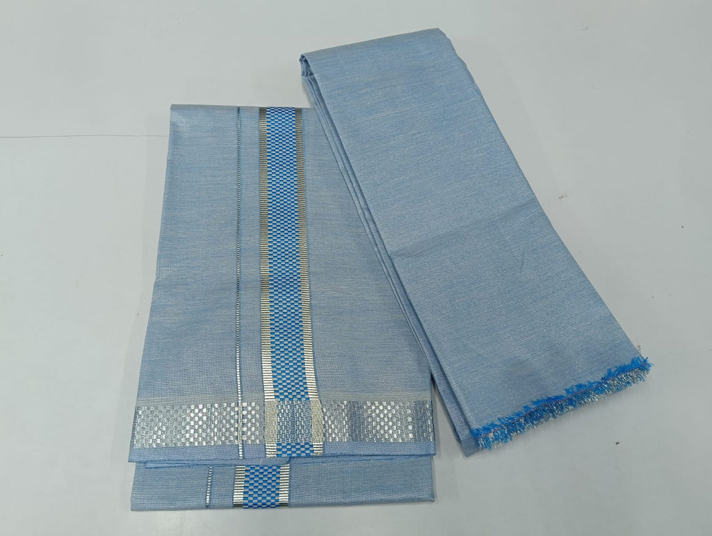 01_2 meter-016 - 2 inch - Tissue Dhotie and Shirt Set