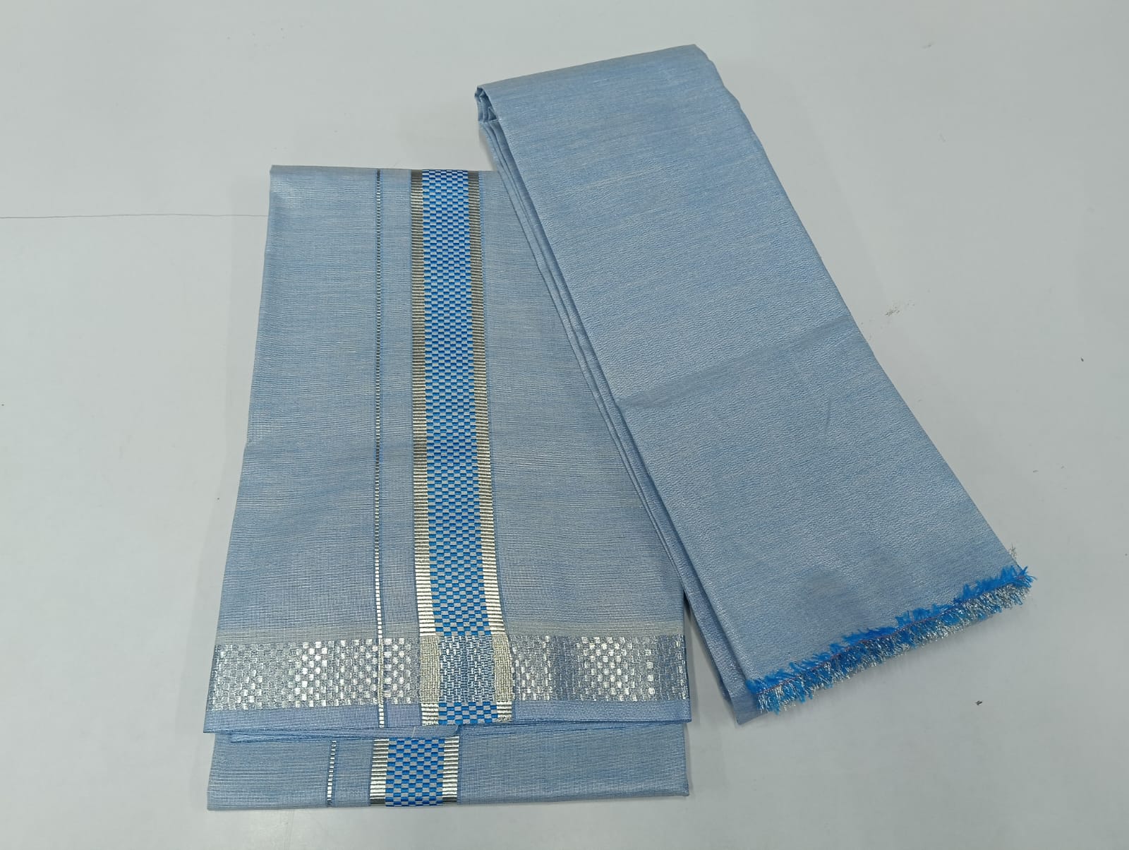 01_2 meter-016 - 2 inch - Tissue Dhotie and Shirt Set
