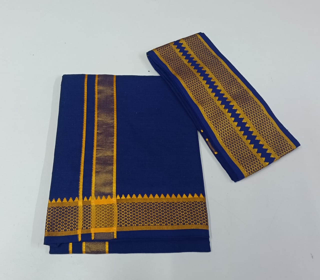 COTTON-COLOR-DHOTIS-004 - 2 inch - Jaquard Border