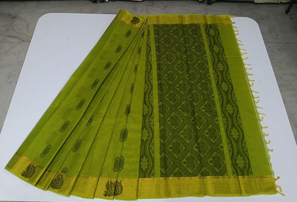 COTTON-SAREES-002 - Cotton Saree - Green