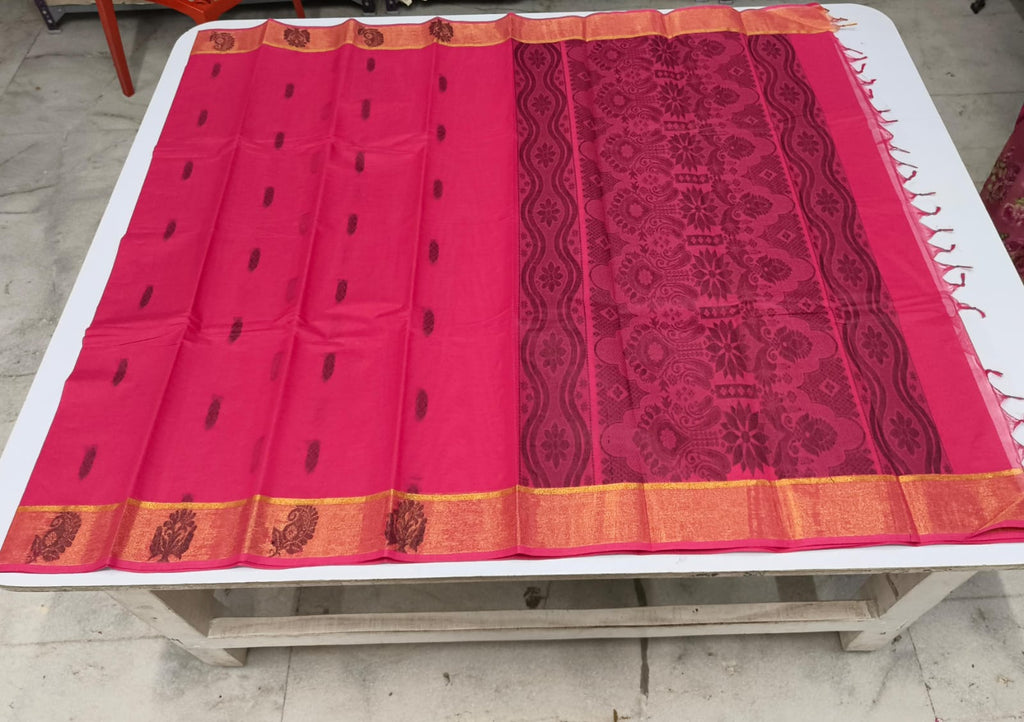 COTTON-SAREES-003 - Cotton Saree - Rose