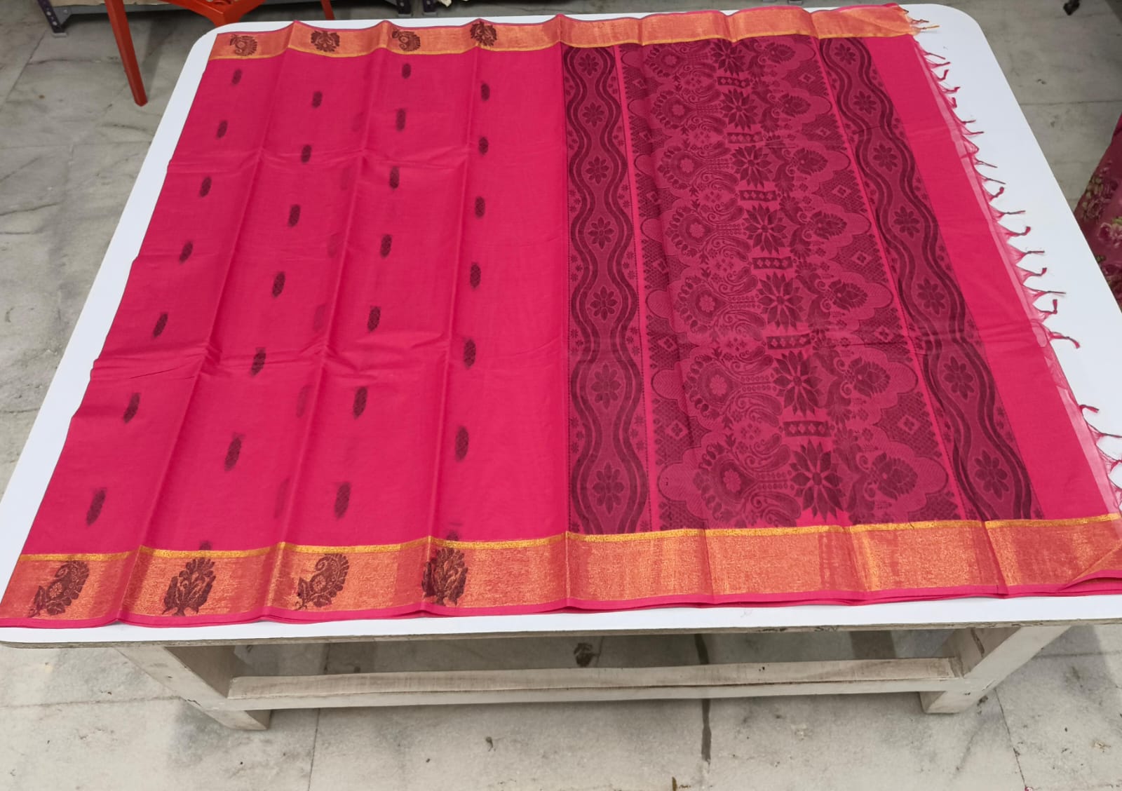 COTTON-SAREES-003 - Cotton Saree - Rose