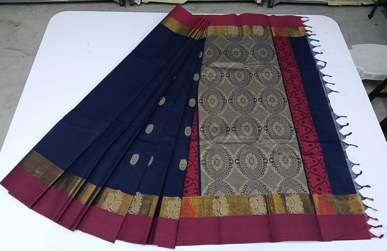 COTTON-SAREES-004 - Cotton Saree - Blue