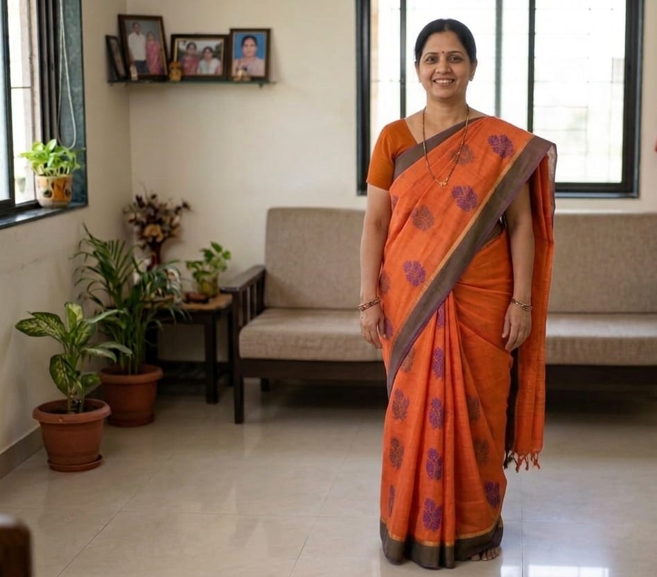 COTTON-SAREES-005 - Cotton Saree - Orange