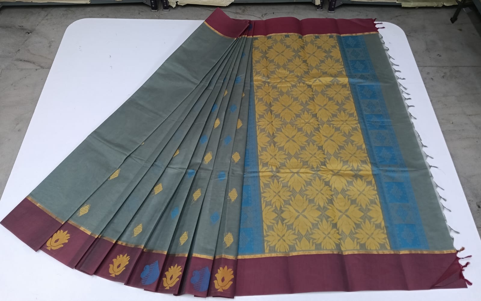 COTTON-SAREES-006 - Cotton Saree - Gray