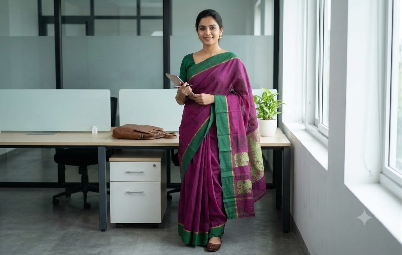 COTTON-SAREES-007 - Cotton Saree - Levander