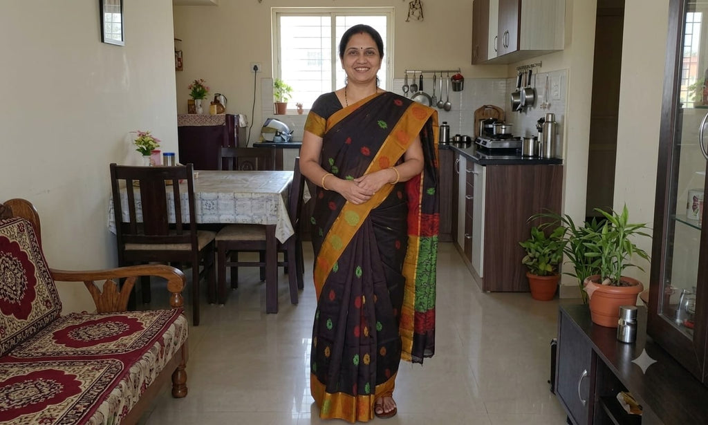 COTTON-SAREES-008 - Cotton Saree - Brown