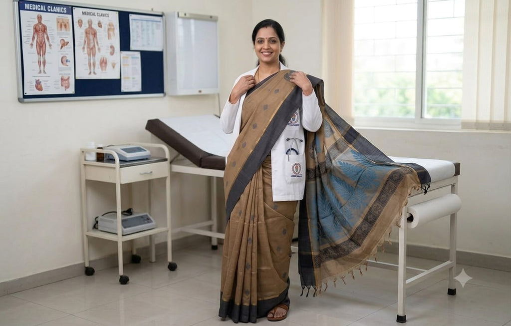 COTTON-SAREES-009 - Cotton Saree - Gray