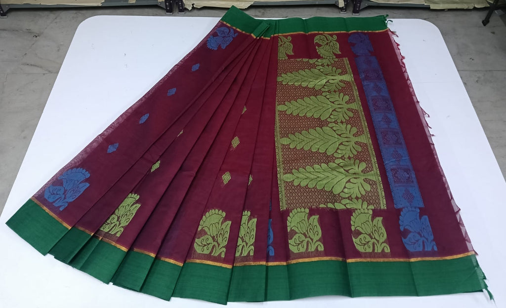 COTTON-SAREES-010 - Cotton Saree - Brown