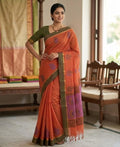 COTTON-SAREES-011 - Cotton Saree - Orange