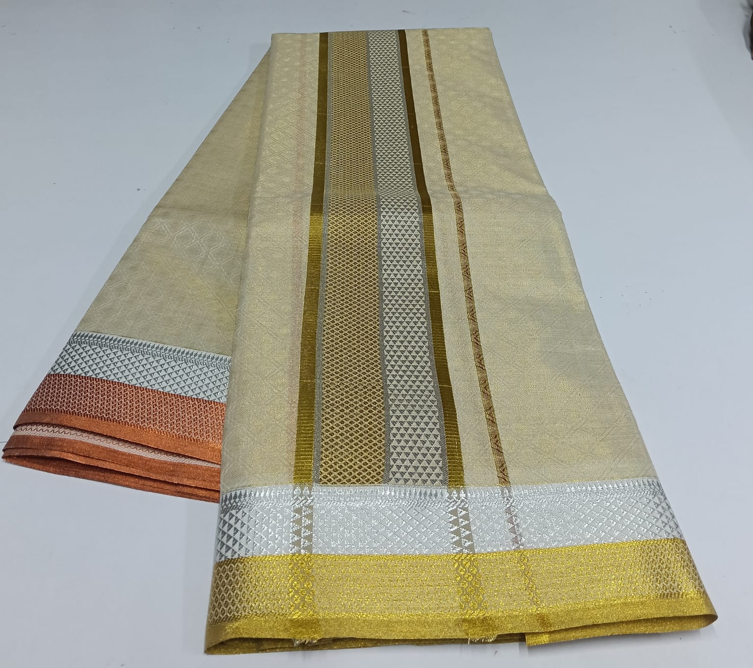 TISSUE-COTTON-9-5-011 - 9x5 - Dhoti and Angavastram