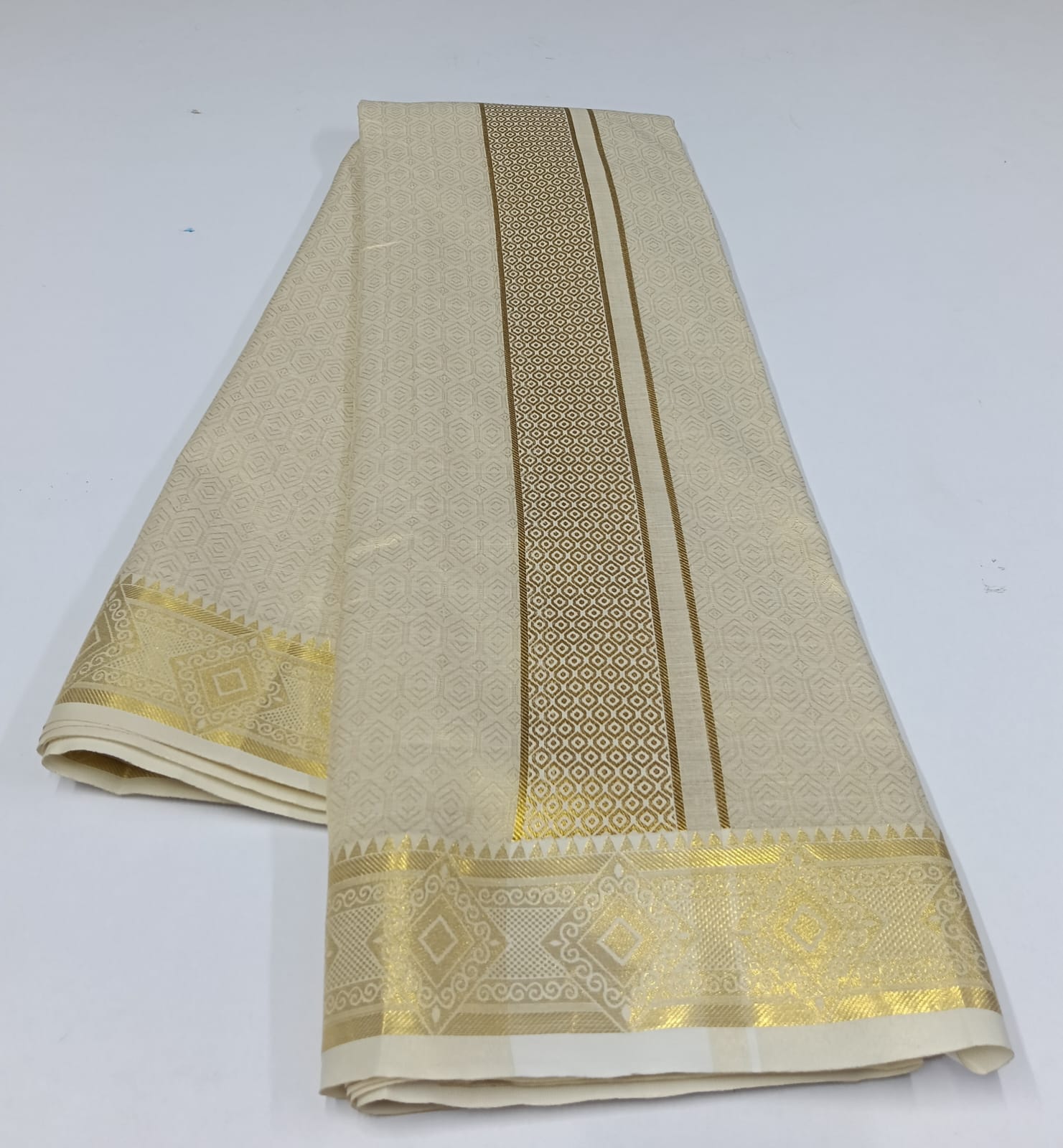 TISSUE-COTTON-9-5-014 - 9x5 - Dhoti and Angavastram