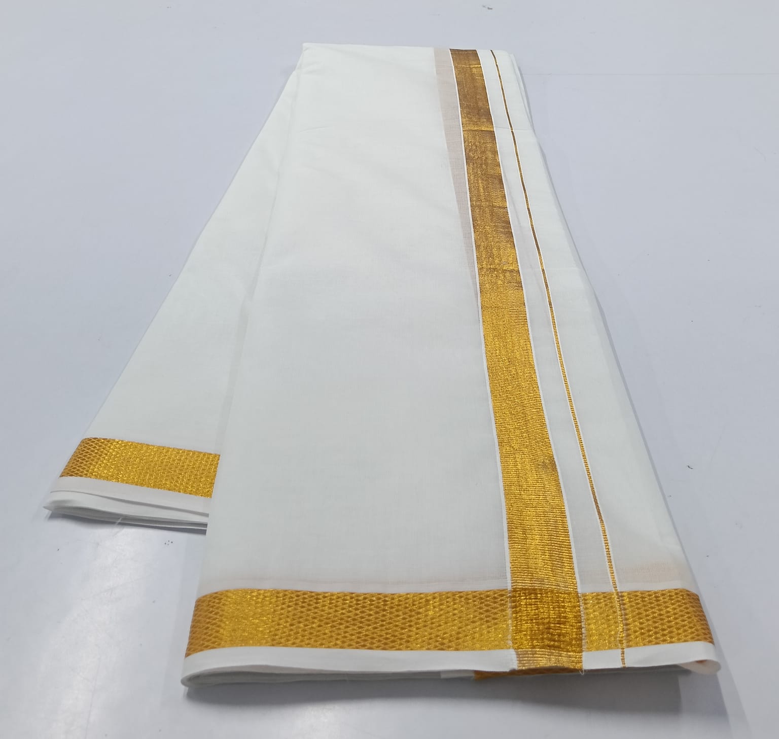 8-MULAM-035- Gold - Zari border Rich cotton Dhoti